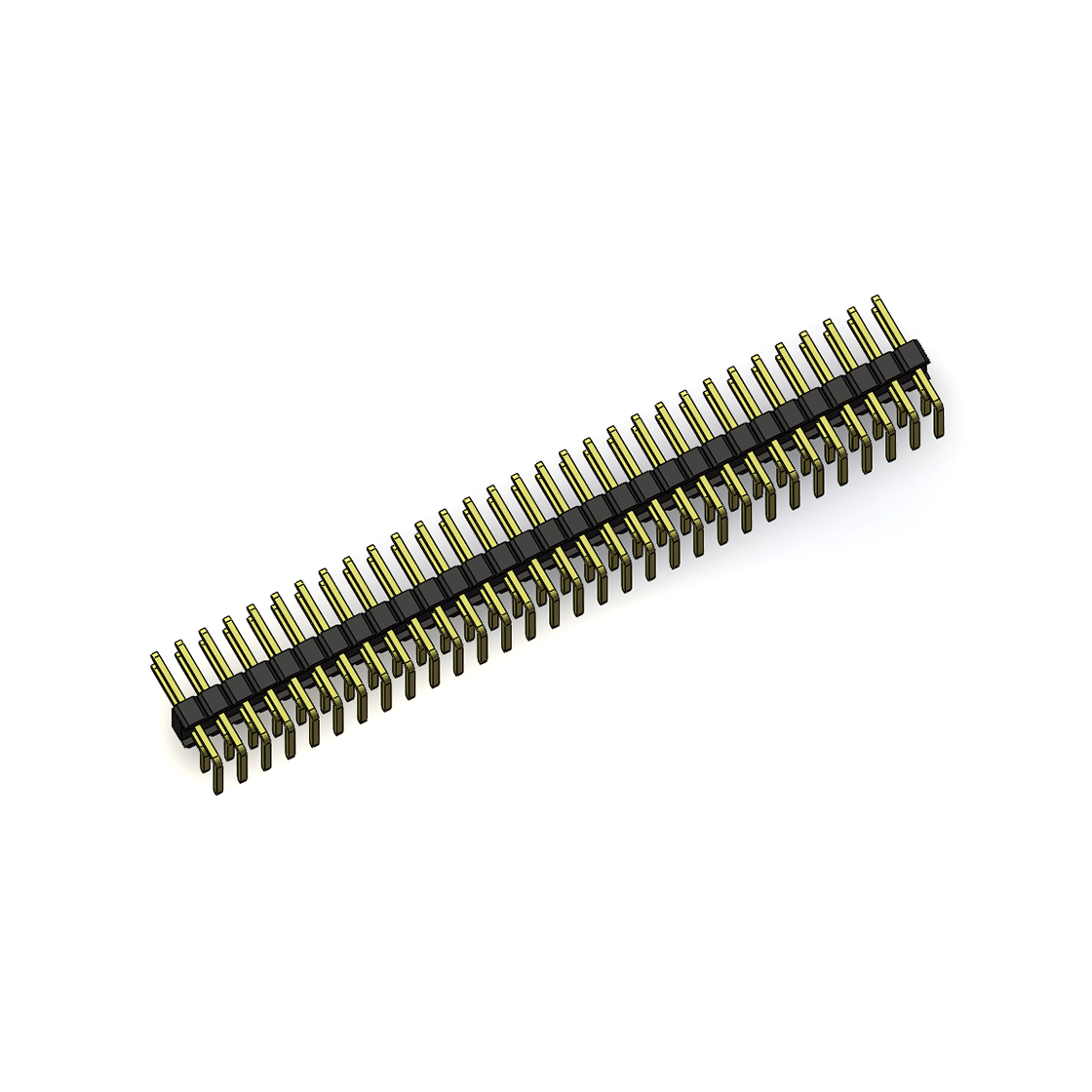 PH2541 排针连接器 Pitch 2.54mm 90°双排 DIP 单塑排针 PC:3.0 2X31Pin 黑色 镀全金G/F